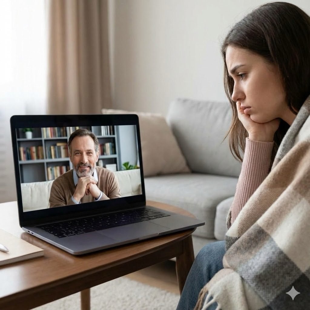 Psicóloga atendendo paciente em sessão sobre narcisismo e abuso emocional. 