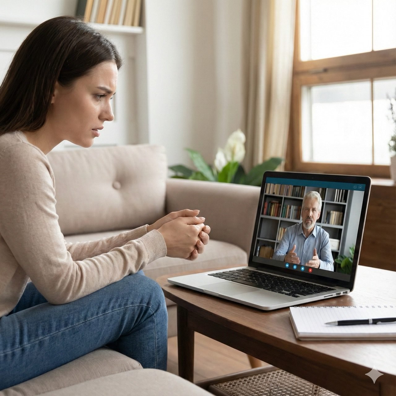 Psicóloga atendendo paciente em sessão sobre narcisismo e abuso emocional. Terapia online com psicólogo para tratar ansiedade