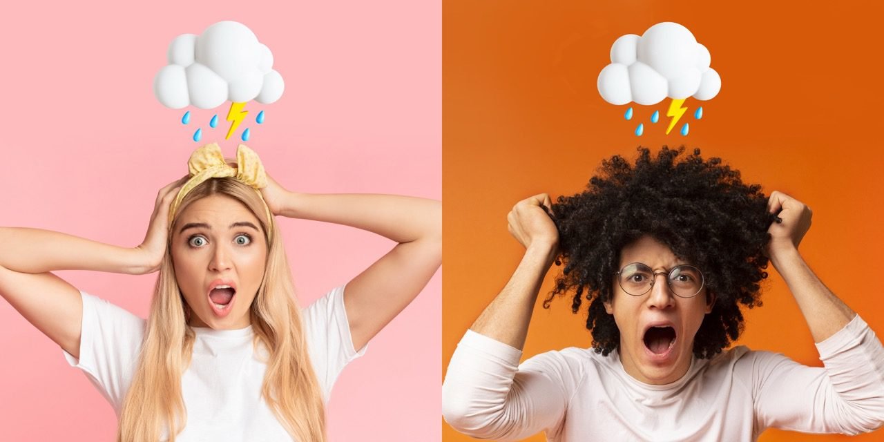 Ilustração representando mente dividida e conflitos internos